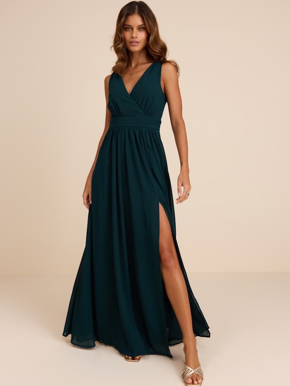 Lulus Thoughts of Hue Emerald Green Surplice Maxi Dress (3/3)